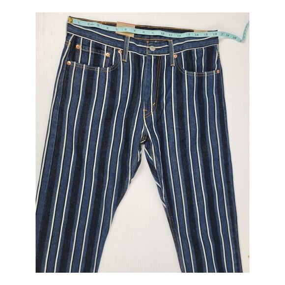 NWT Levi 512 Slim Taper Mens 32x32‎ Dark Wash Blue Striped Retro Denim Jeans - Picture 3 of 8